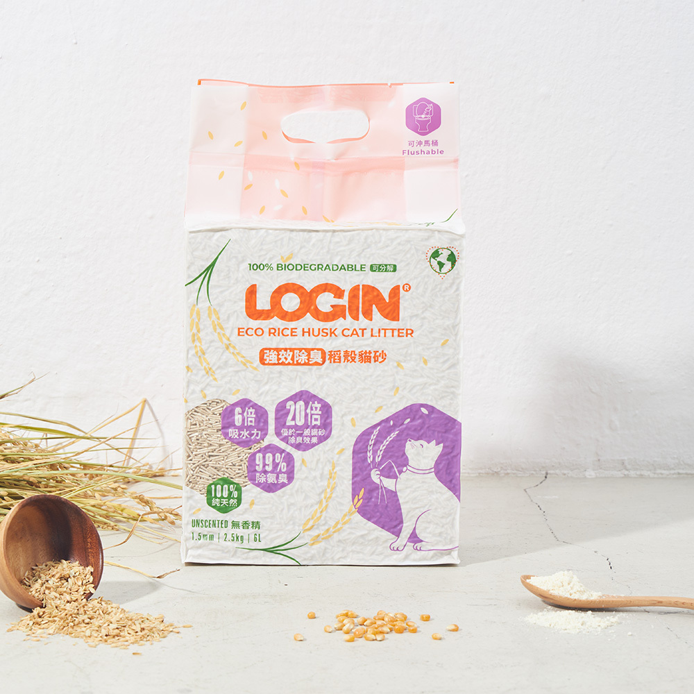 Login洛格貓砂 | 1.5mm強效除臭稻殼貓砂2.5kg