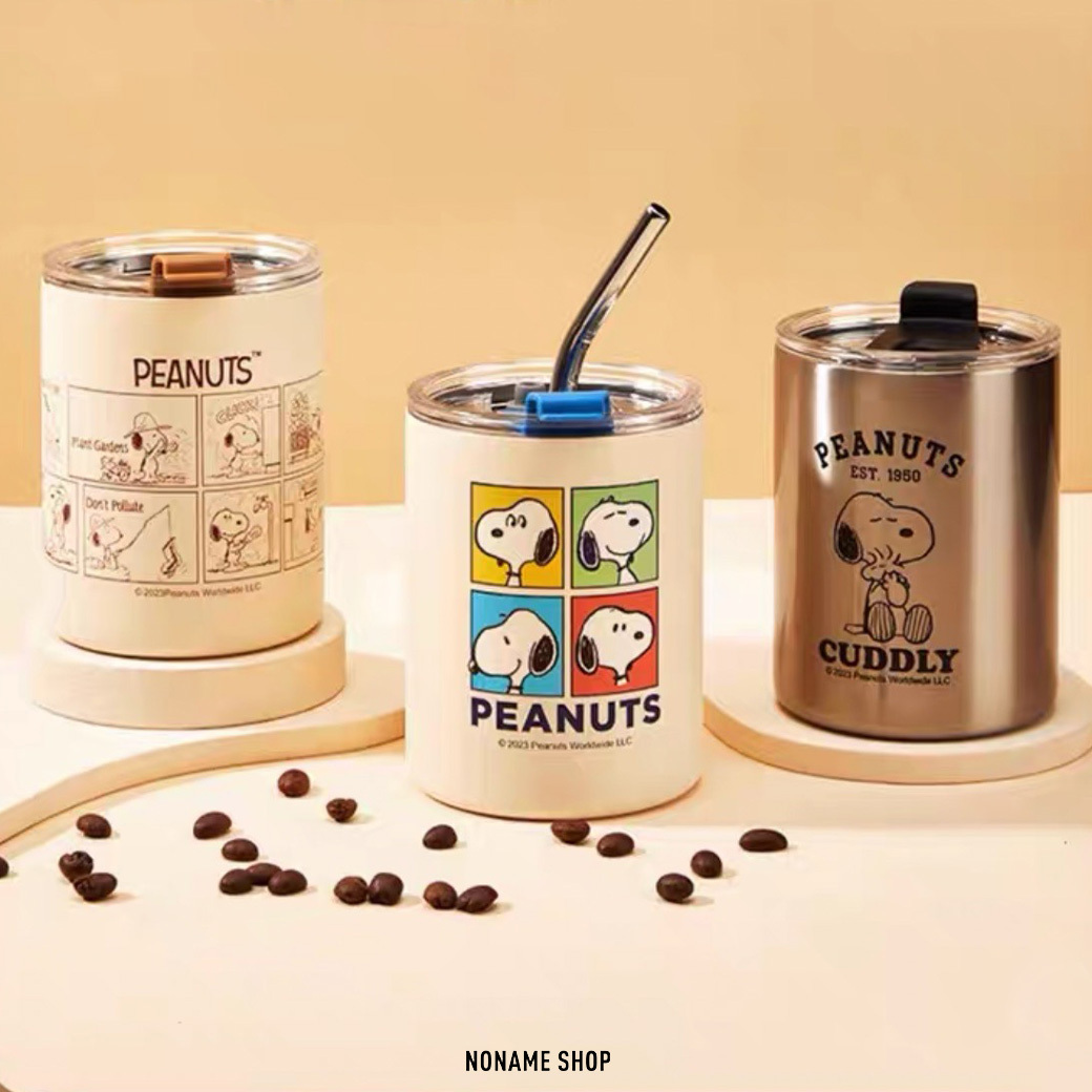 SNOOPY 史努比 高顏質 不鏽鋼 咖啡杯 隨行杯 吸管杯 三款