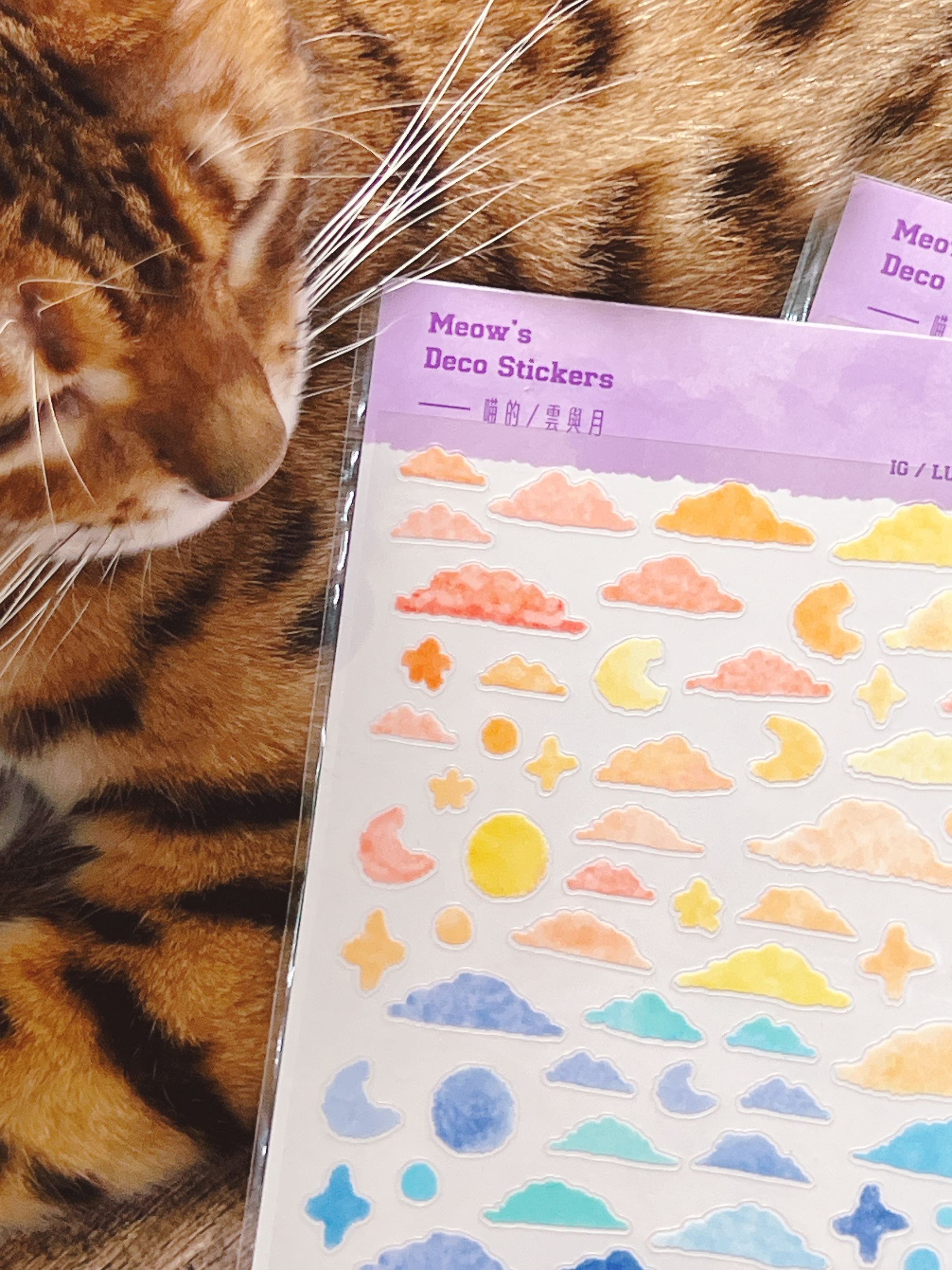 嗨賴 x LUMOS｜喵的 雲與月 割型防水貼紙