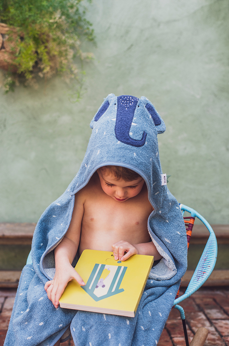 trixie 動物造型有機棉連帽浴巾-逗趣小象