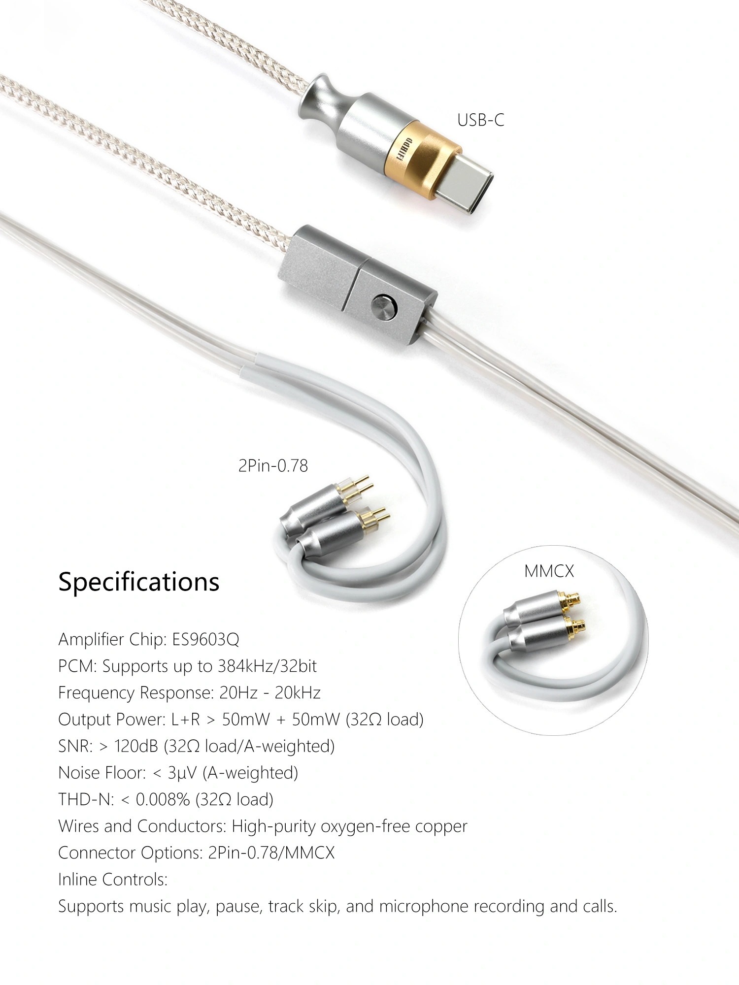 ddHiFi M110C USB-C Decoding Earphones Cable