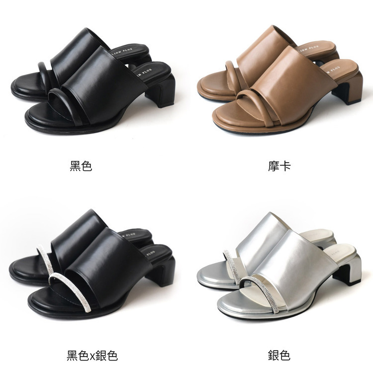 高級顯貴 柔軟寬面坡跟穆勒涼鞋【KK2009】