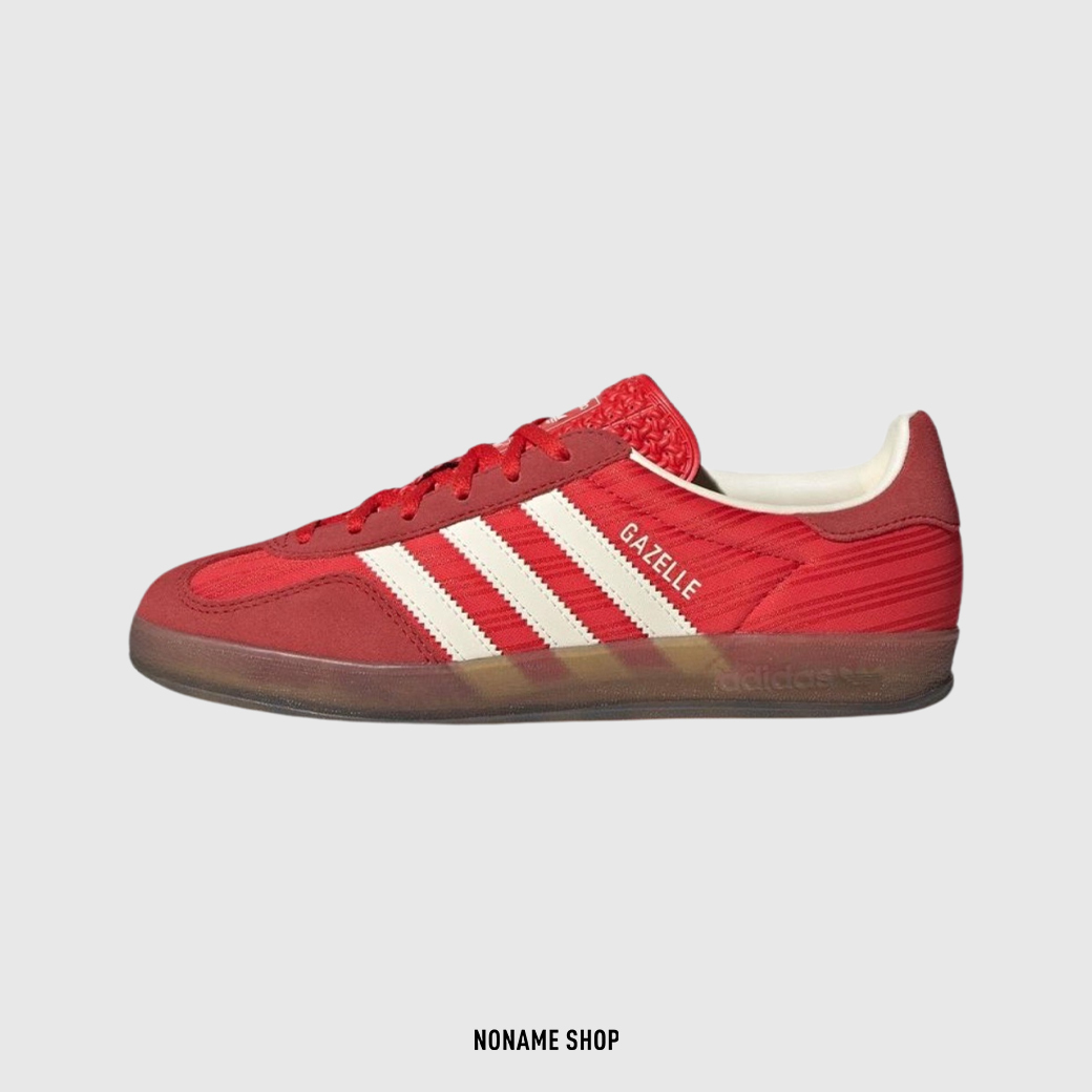 ADIDAS ORIGINALS GAZELLE INDOOR 條紋 緞面 德訓鞋 焦糖底 復古紅 (女款)