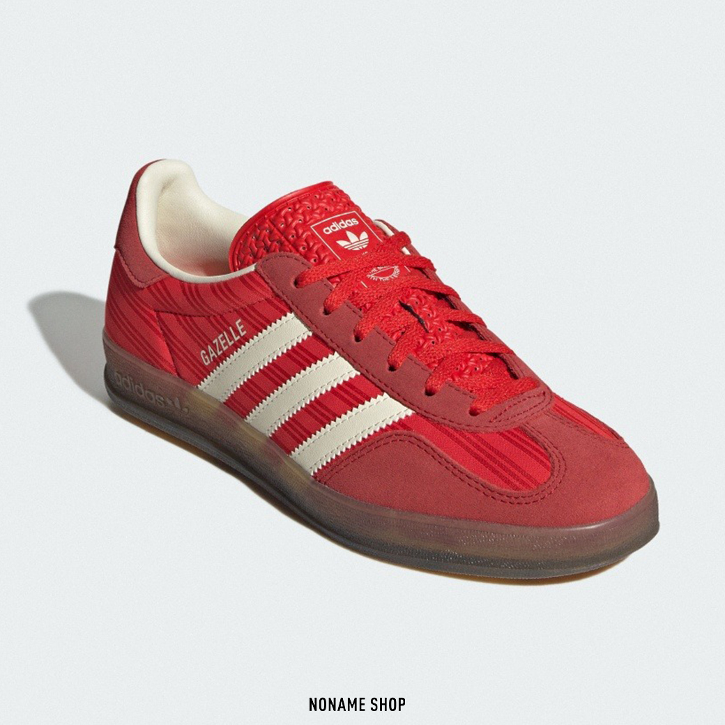 ADIDAS ORIGINALS GAZELLE INDOOR 條紋 緞面 德訓鞋 焦糖底 復古紅 (女款)
