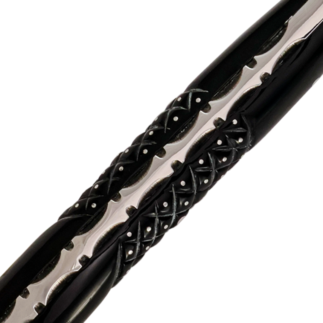 FONTENILLE PATAUD ⋆ Laguiole 黑牛角菱刻紋點針鑲釘 ⋆ 璣鏤雕花手柄 ⋆ 牛排刀2件禮盒組