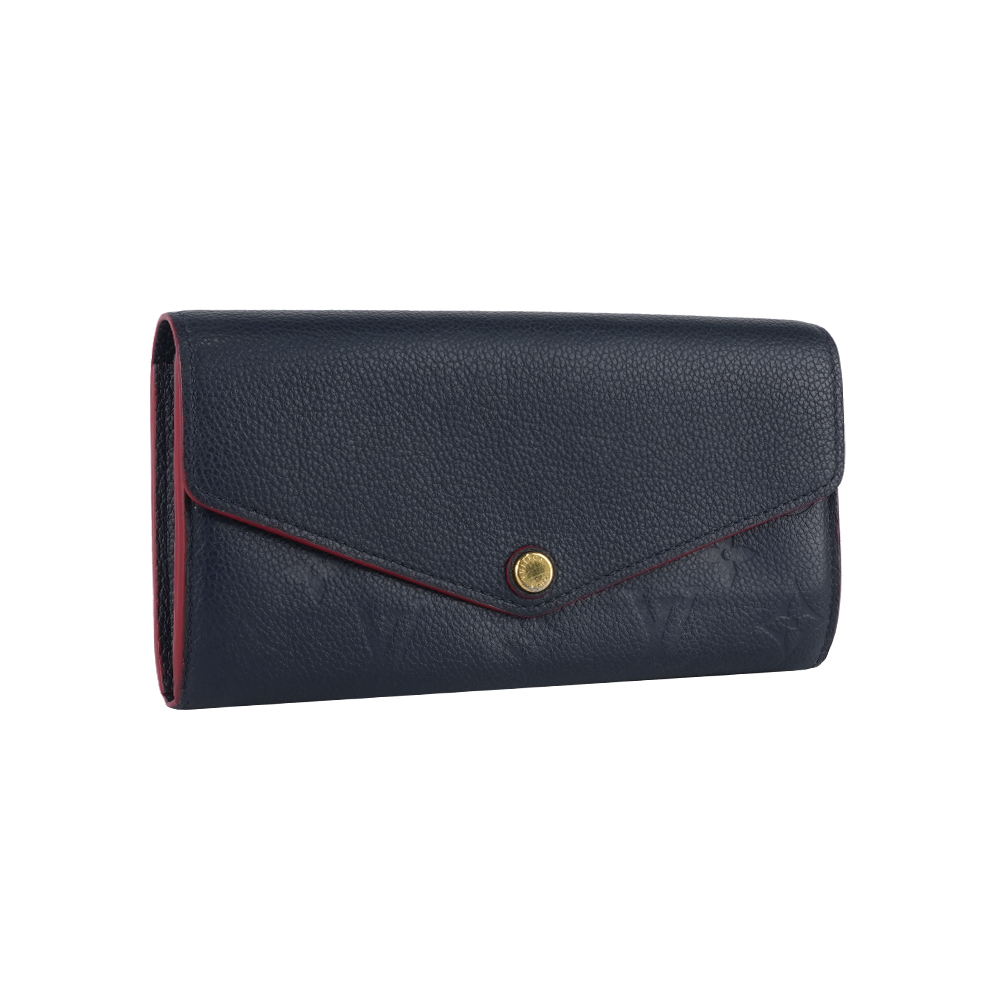 【Louis Vuitton】Monogram 壓印SARAH發財長夾(海軍藍/紅色)