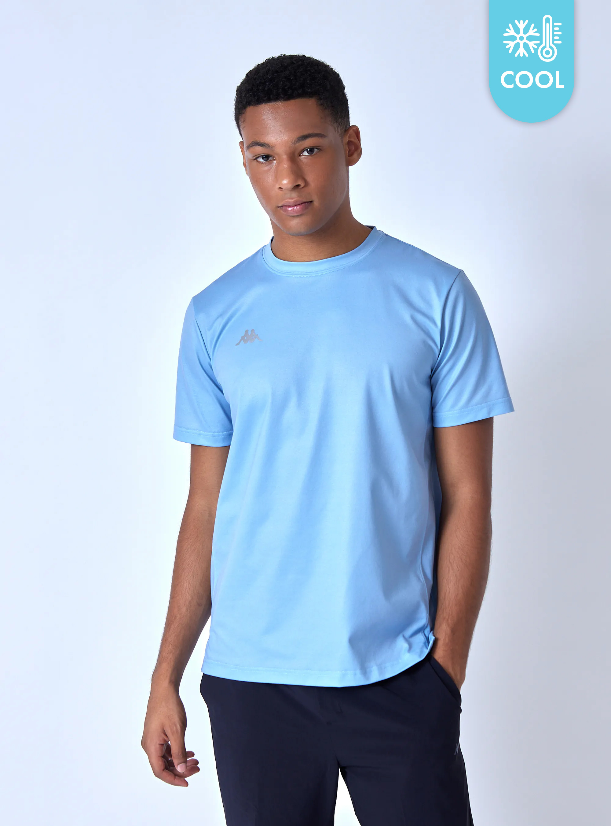 男女適穿 涼感下擺開岔圓領T-Shirt