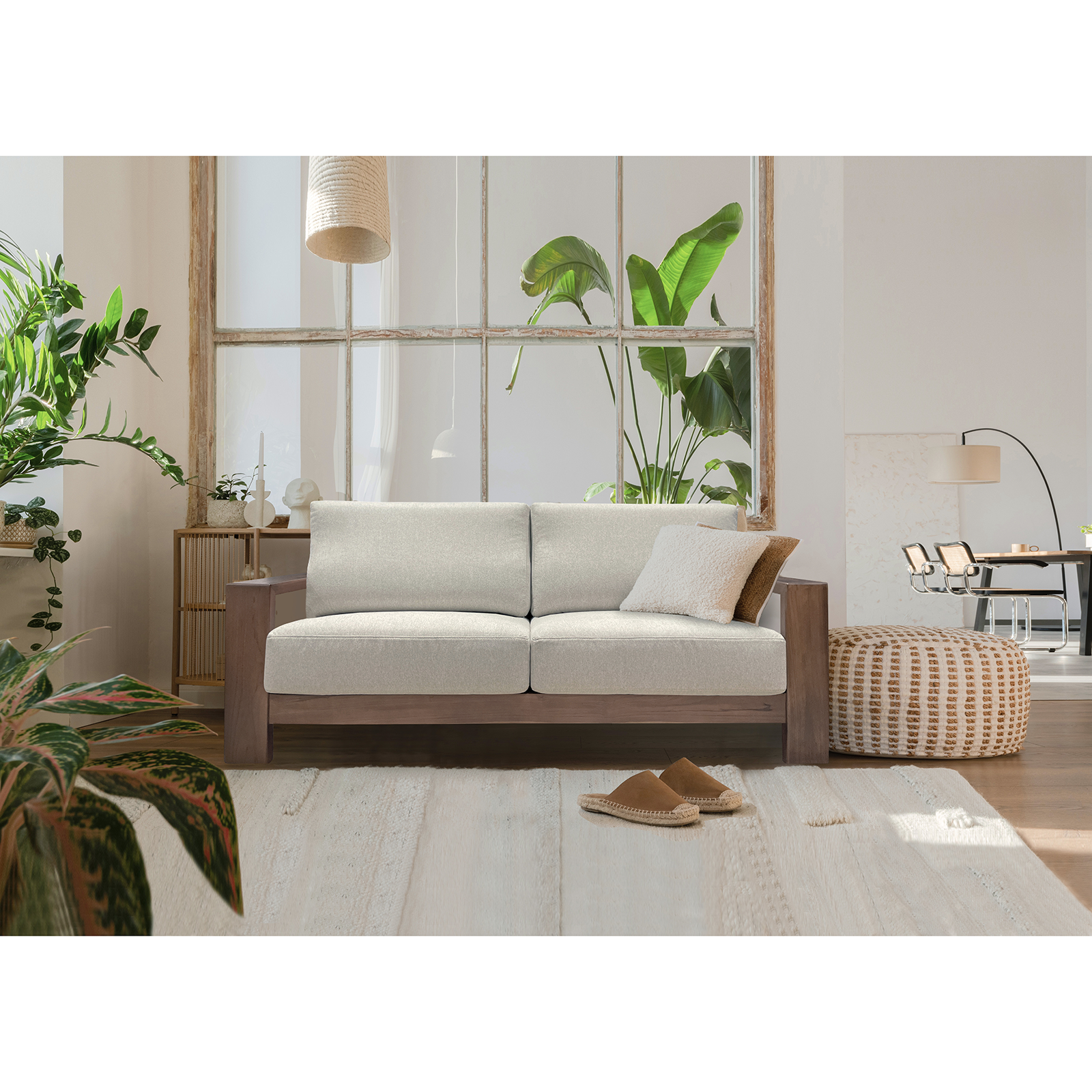 Plane 美胡實木布沙發 - 米白布色〔SF9509SW〕