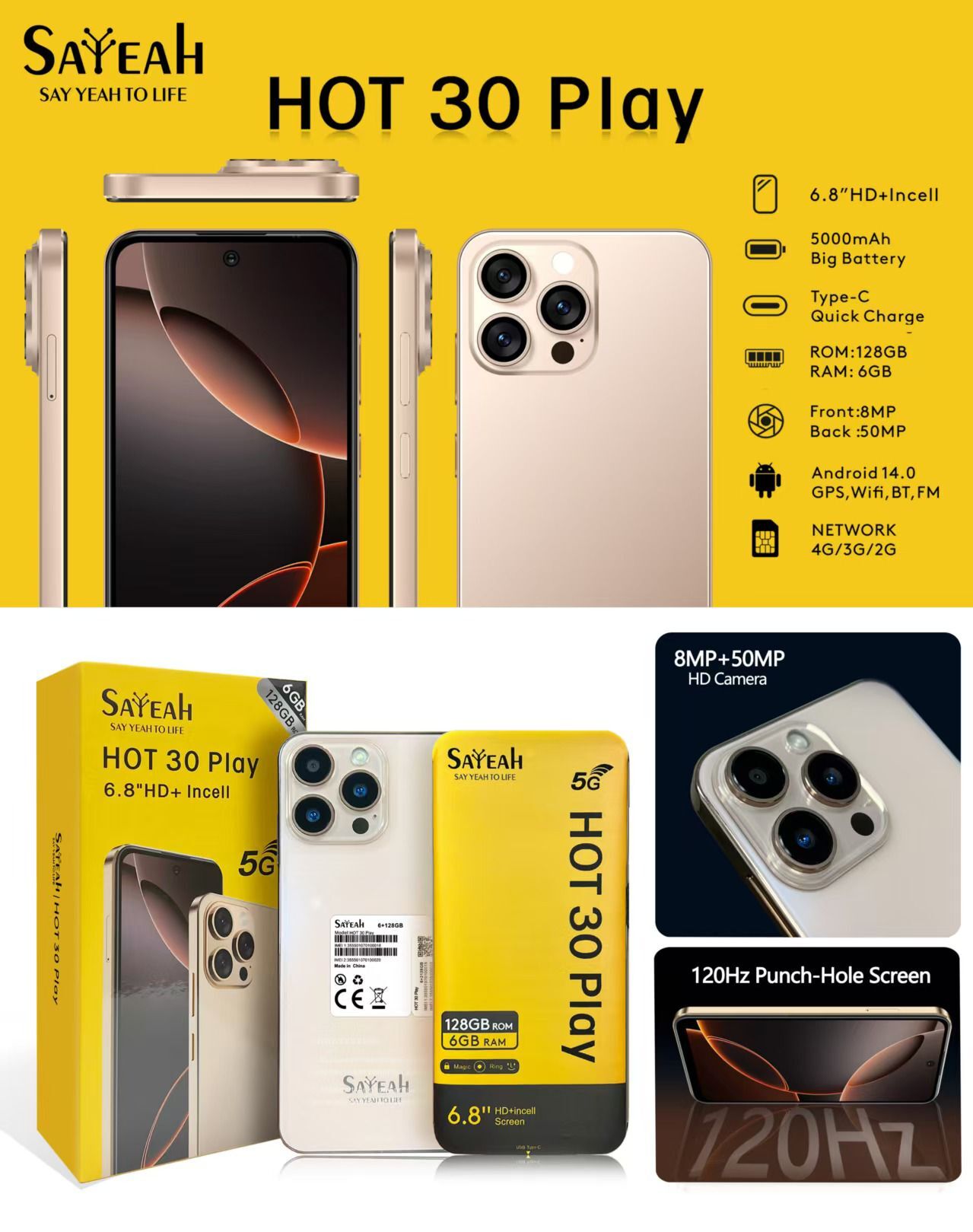 SAYEAH HOT 30 Play (6GB RAM + 128GB ROM)