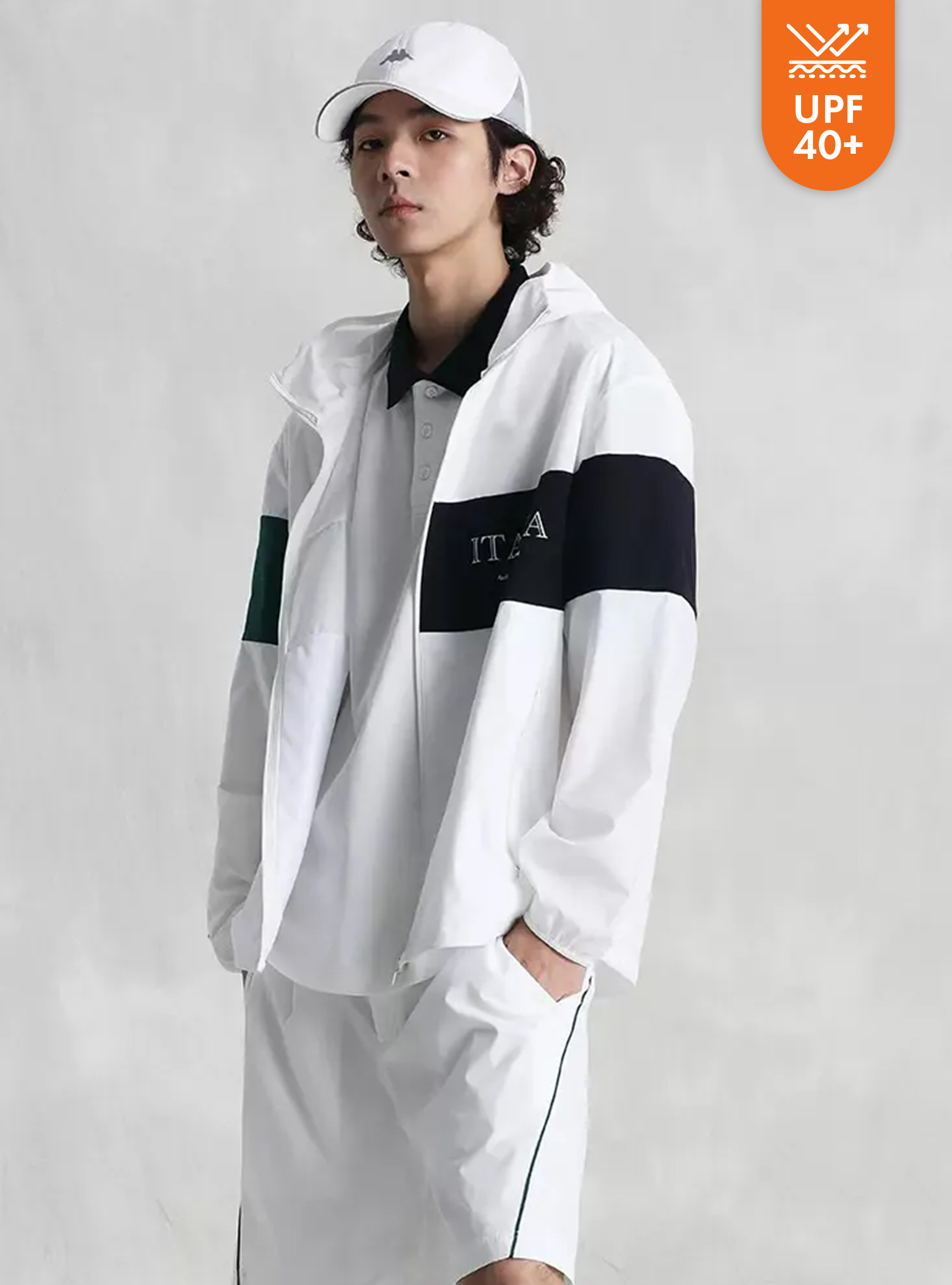 【限時特賣】男女適穿 抗UV輕薄連帽拼接外套