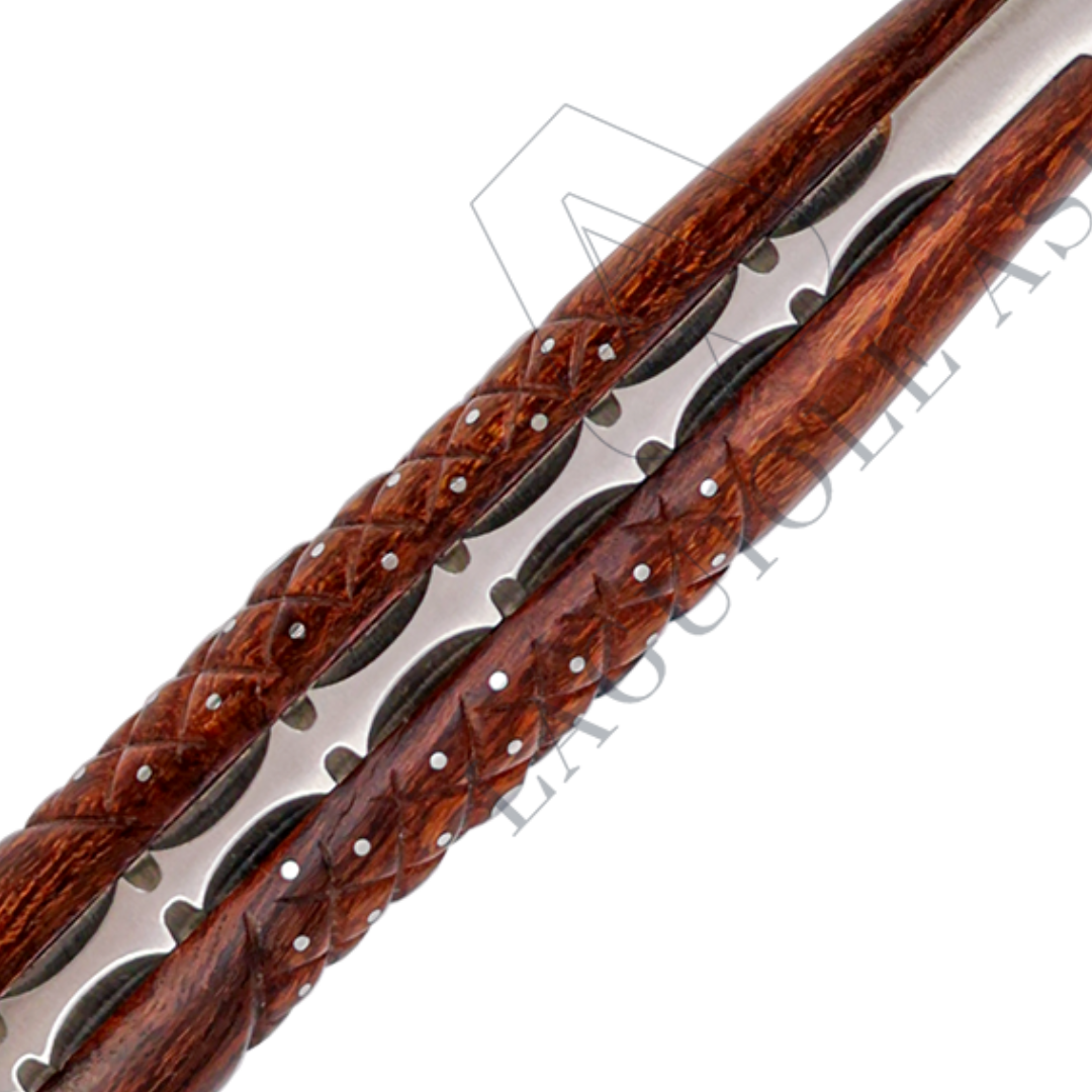 FONTENILLE PATAUD ⋆ Laguiole  鐵木菱刻紋點針鑲釘 ⋆ 璣鏤雕花手柄 ⋆ 牛排刀2件禮盒組