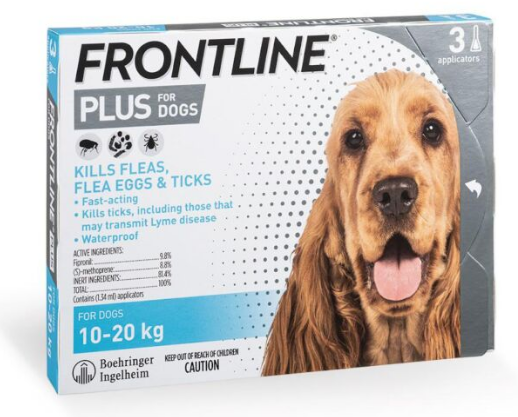 Frontline Plus 中型犬 (10-20公斤) 狗狗跳蚤和蜱護理 3 劑