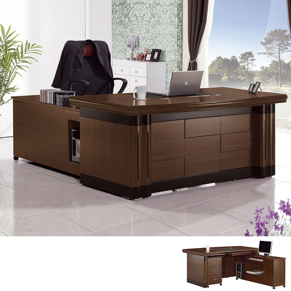 查德5.9尺L型主管辦公桌組合(辦公桌+側邊收納長櫃+活動置物櫃)