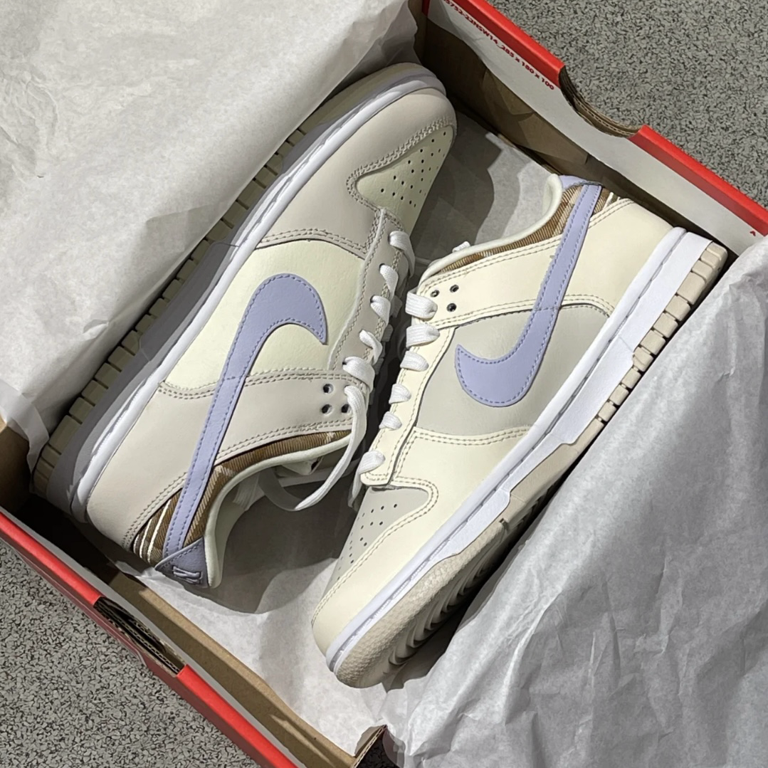 Nike Dunk Low "Camo Ankle" 鴛鴦奶茶 米灰 淺紫 棕色格紋 皮革 低筒休閒鞋