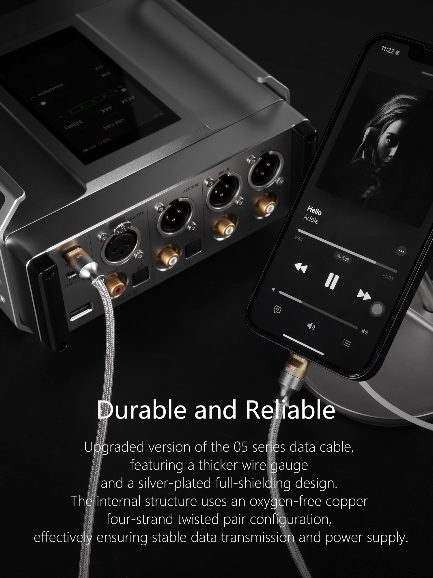 ddHiFi MFi05 M2 Lightning to USB-C OTG Decoding Data Cable