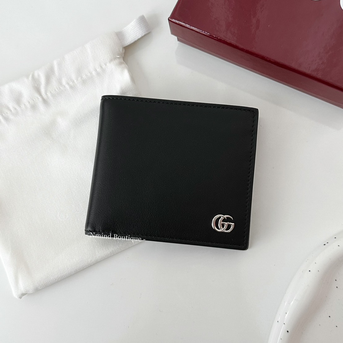 GUCCI GG MARMONT COIN WALLET / Black soft semi-shiny leather
