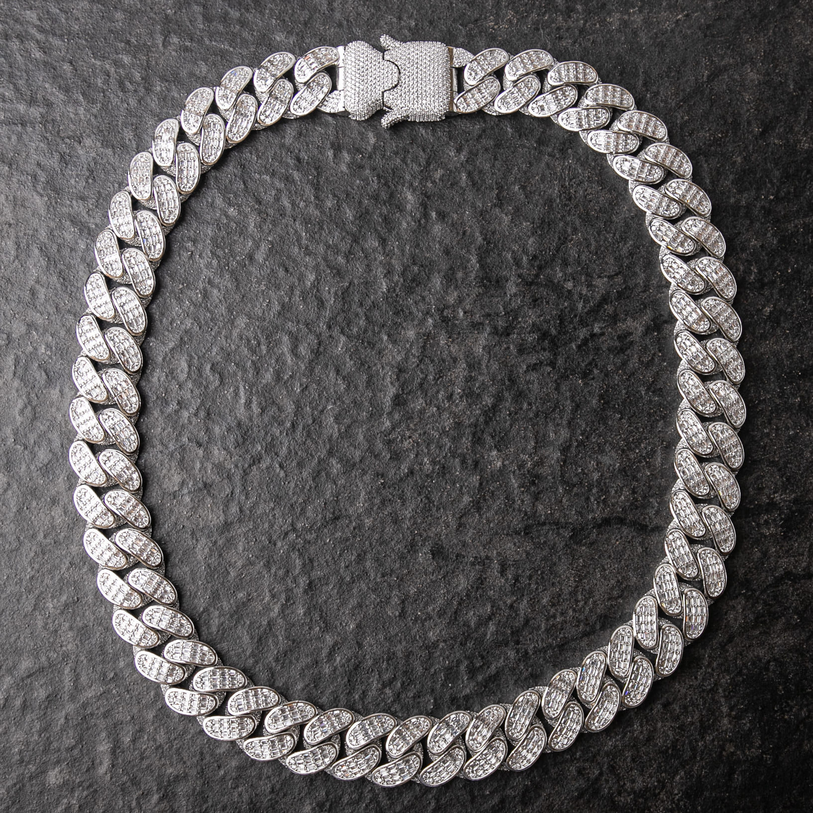 18mm滿鑲T方登山扣邁阿密古巴項鍊