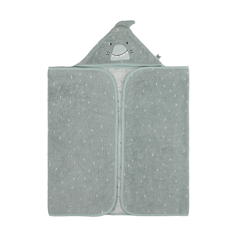 trixie 動物造型有機棉連帽浴巾-嘟嘟鯊魚