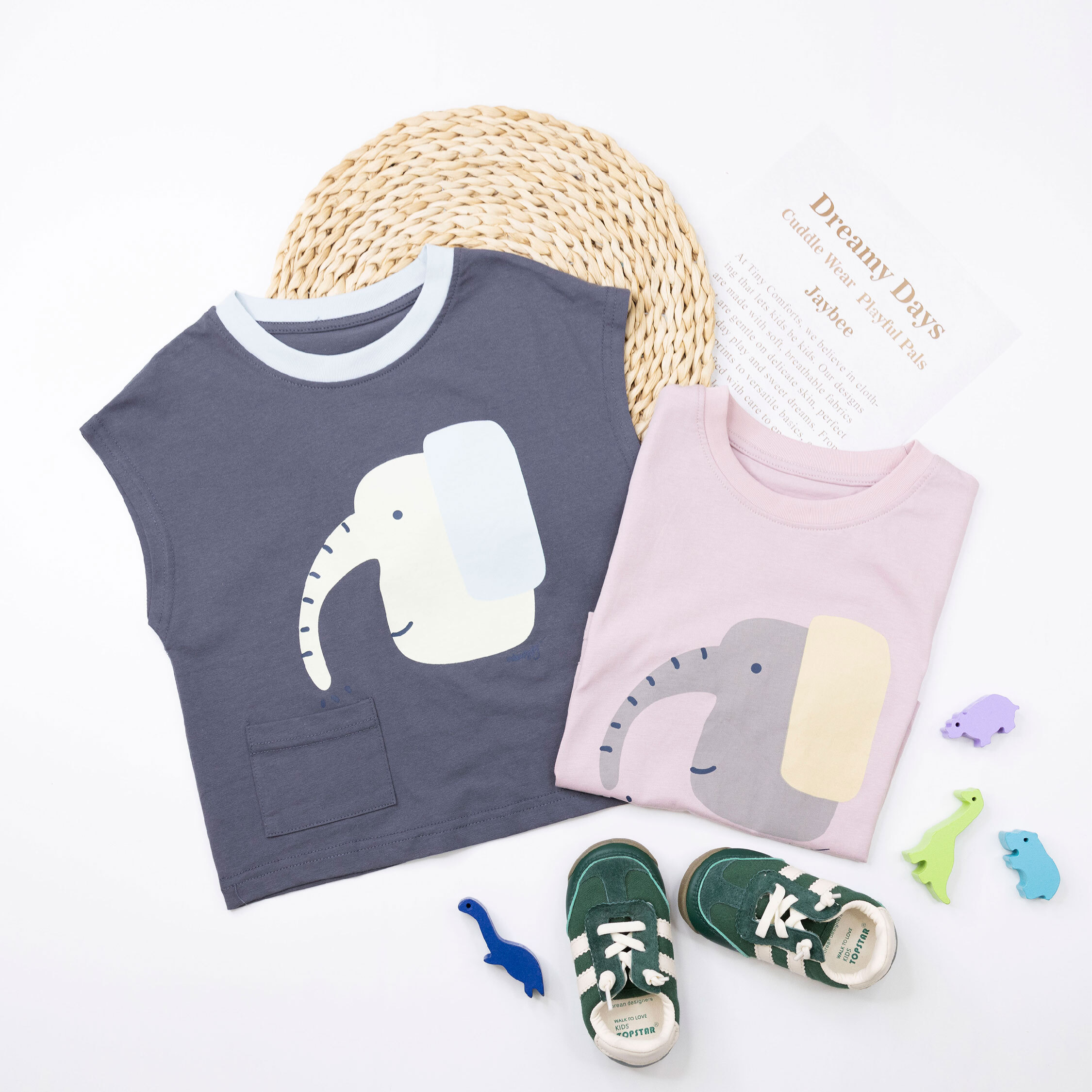 藝術大耳象舒適無袖上衣/背心＊二色 (H50673)