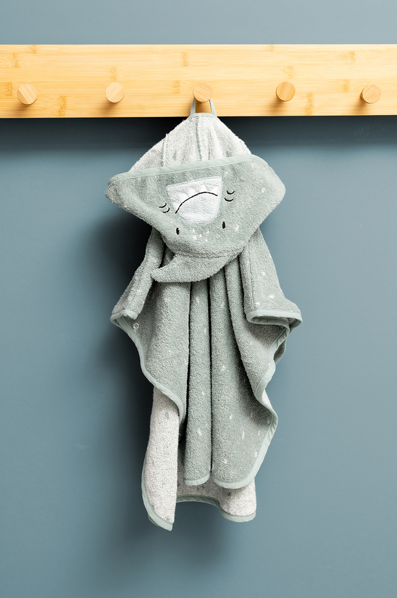 trixie 動物造型有機棉連帽斗篷-嘟嘟鯊魚