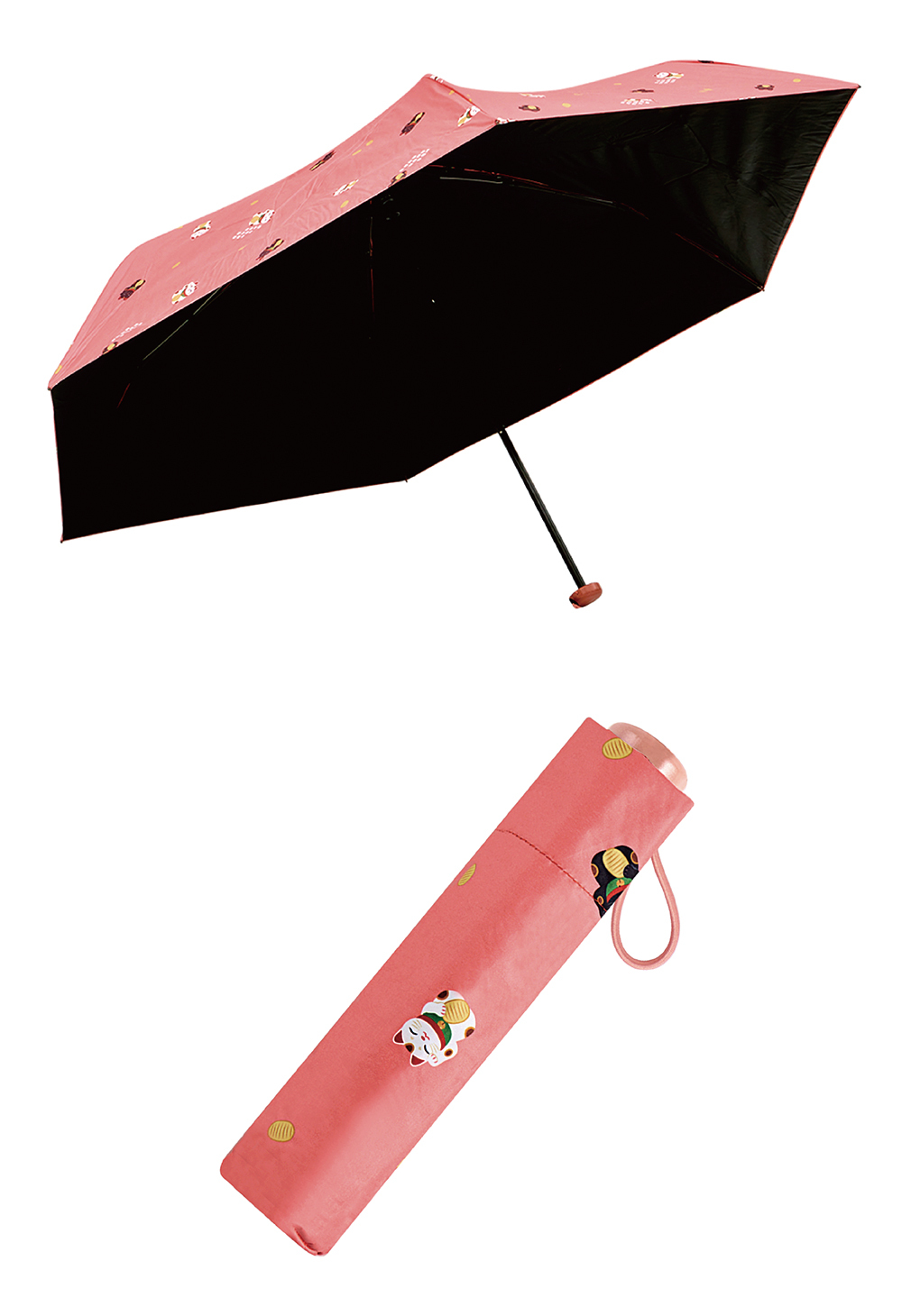 RAINSTORY黑膠降溫手開輕細口紅傘(招財貓)