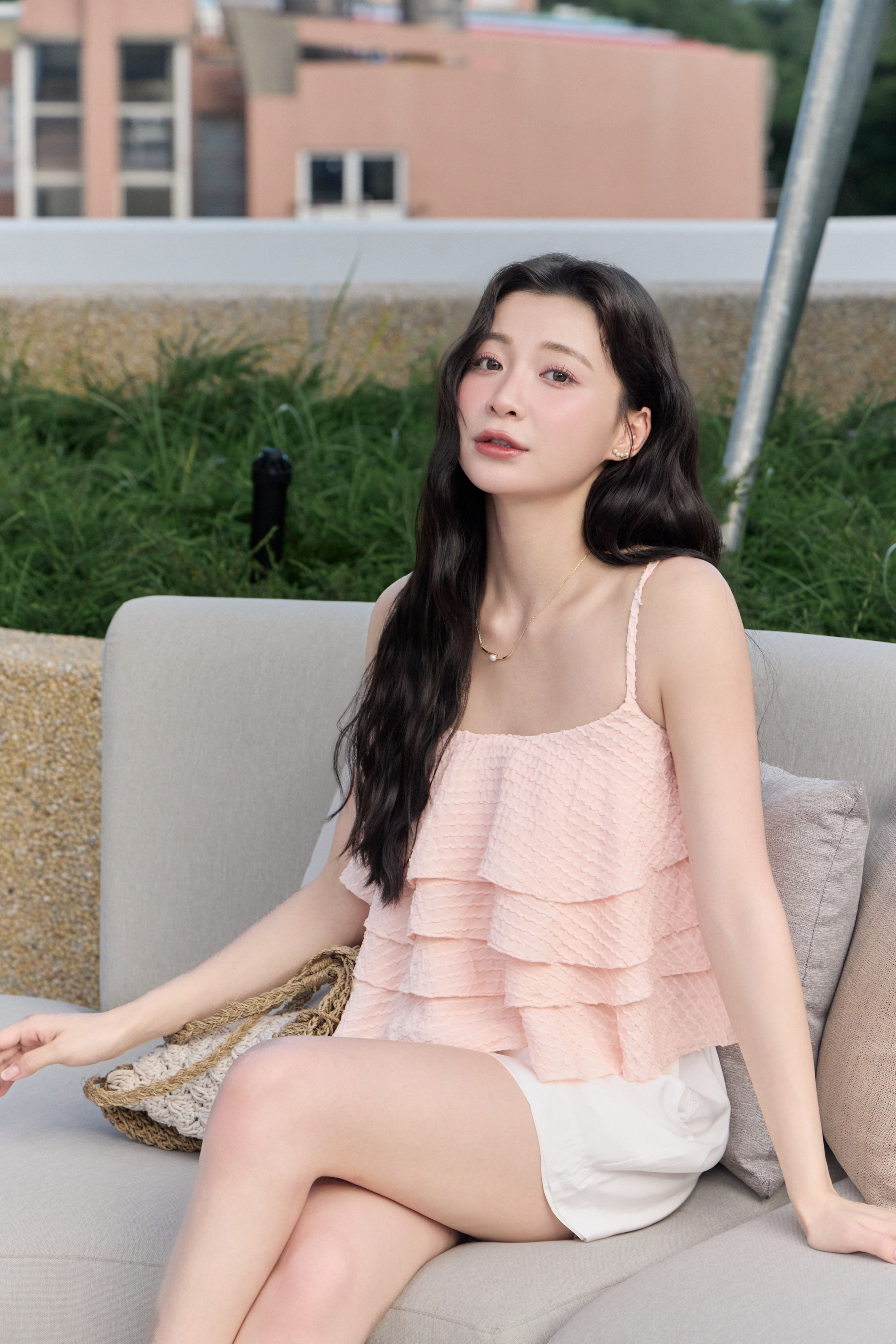 『最後現貨』Gmade/層層輕舞 荷葉蛋糕細肩上衣-粉