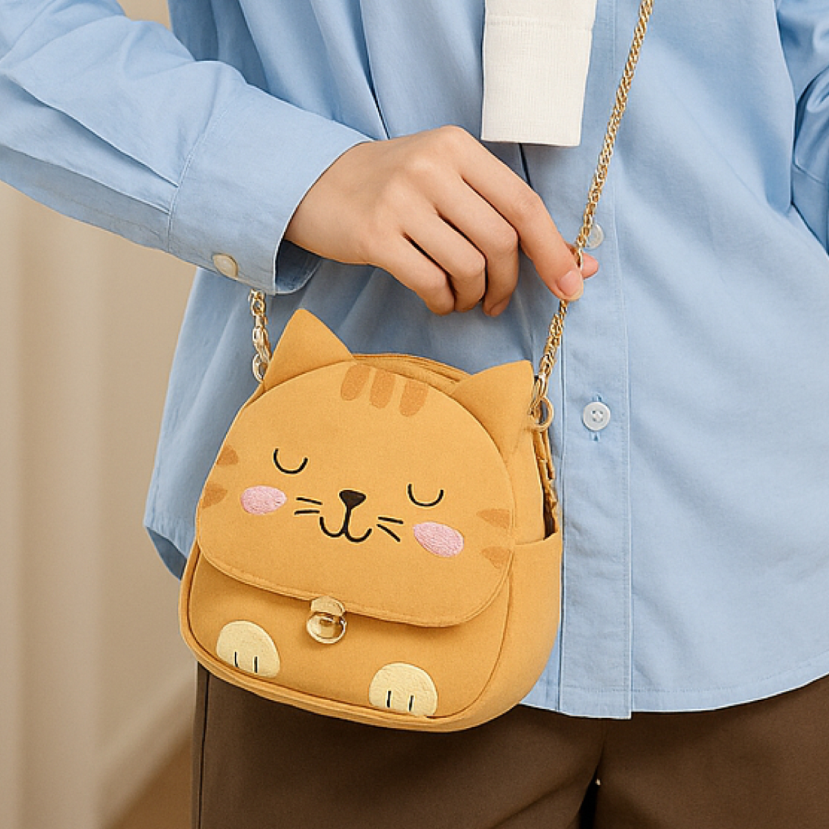 袋蓋貓咪口金包【成品包】