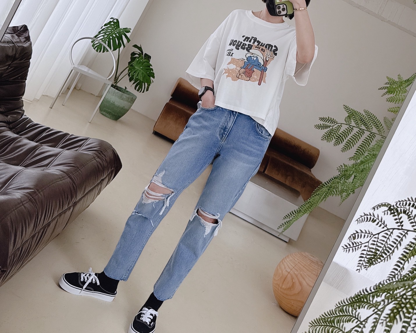 春夏新款/破損感淺藍男友褲 售現貨M/L