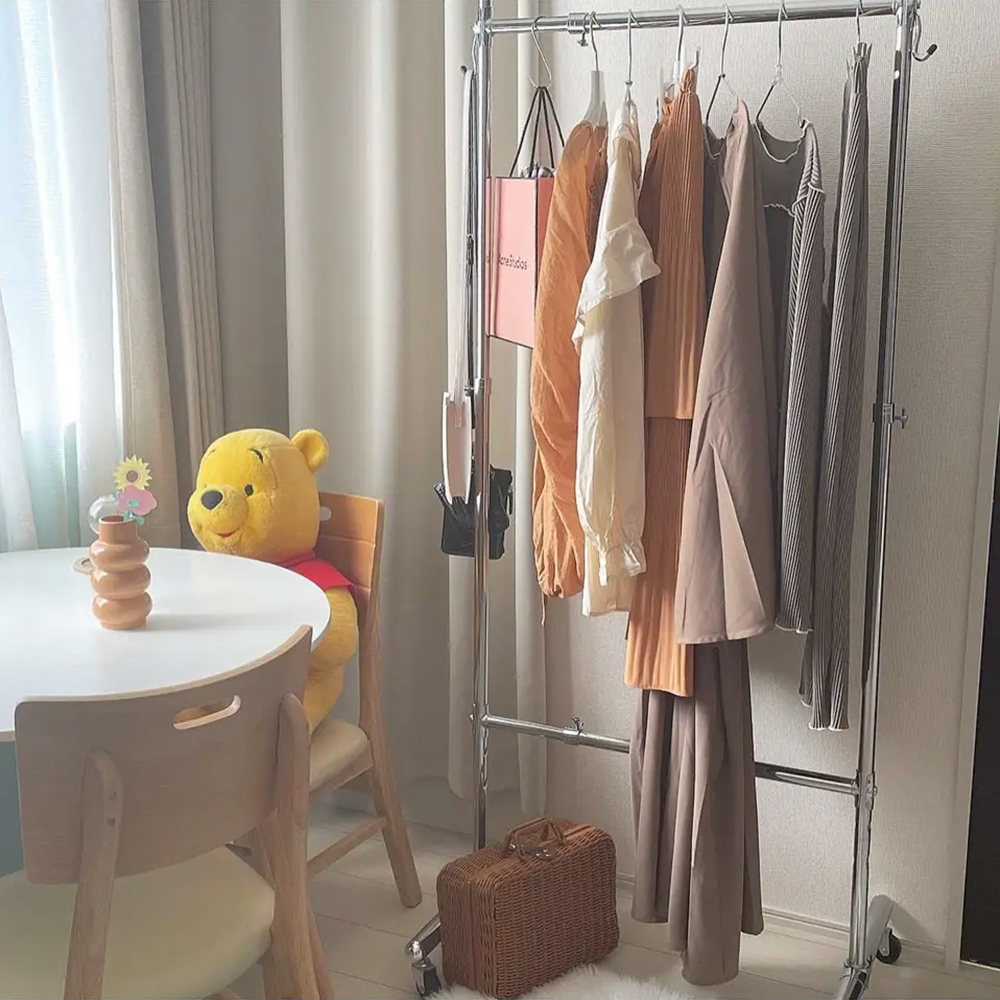 SteelGuard Series鋼製可伸縮移動式落地單桿掛衣架 寬70~92cm