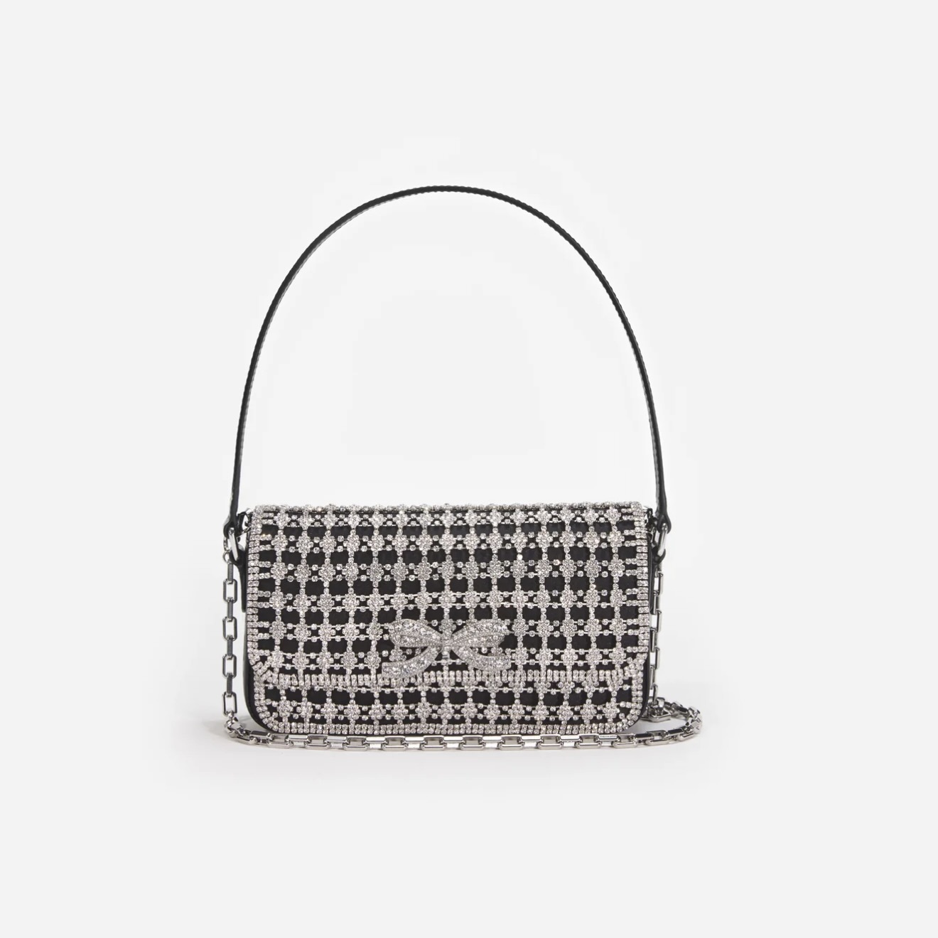 Self-Portrait BLACK CRYSTAL BAGUETTE BAG