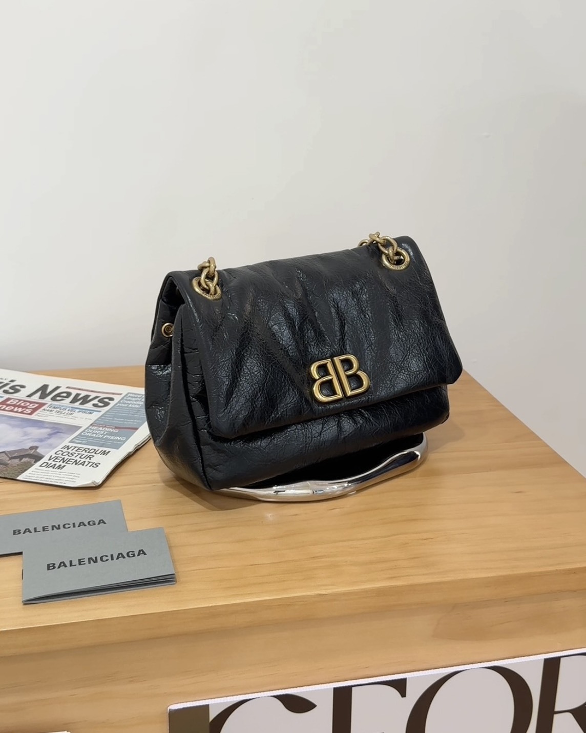 BALENCIAGA｜MONACO 迷你鏈條包 黑金