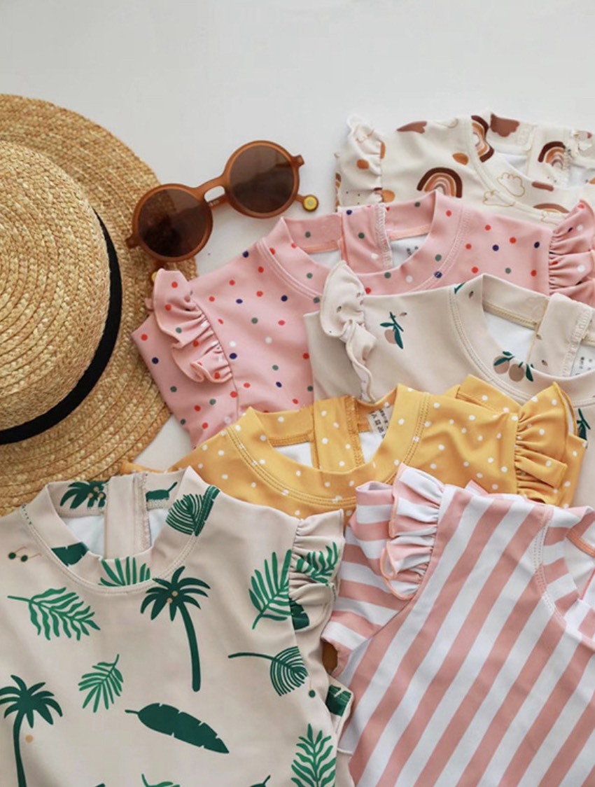 長袖花邊裙連身泳衣