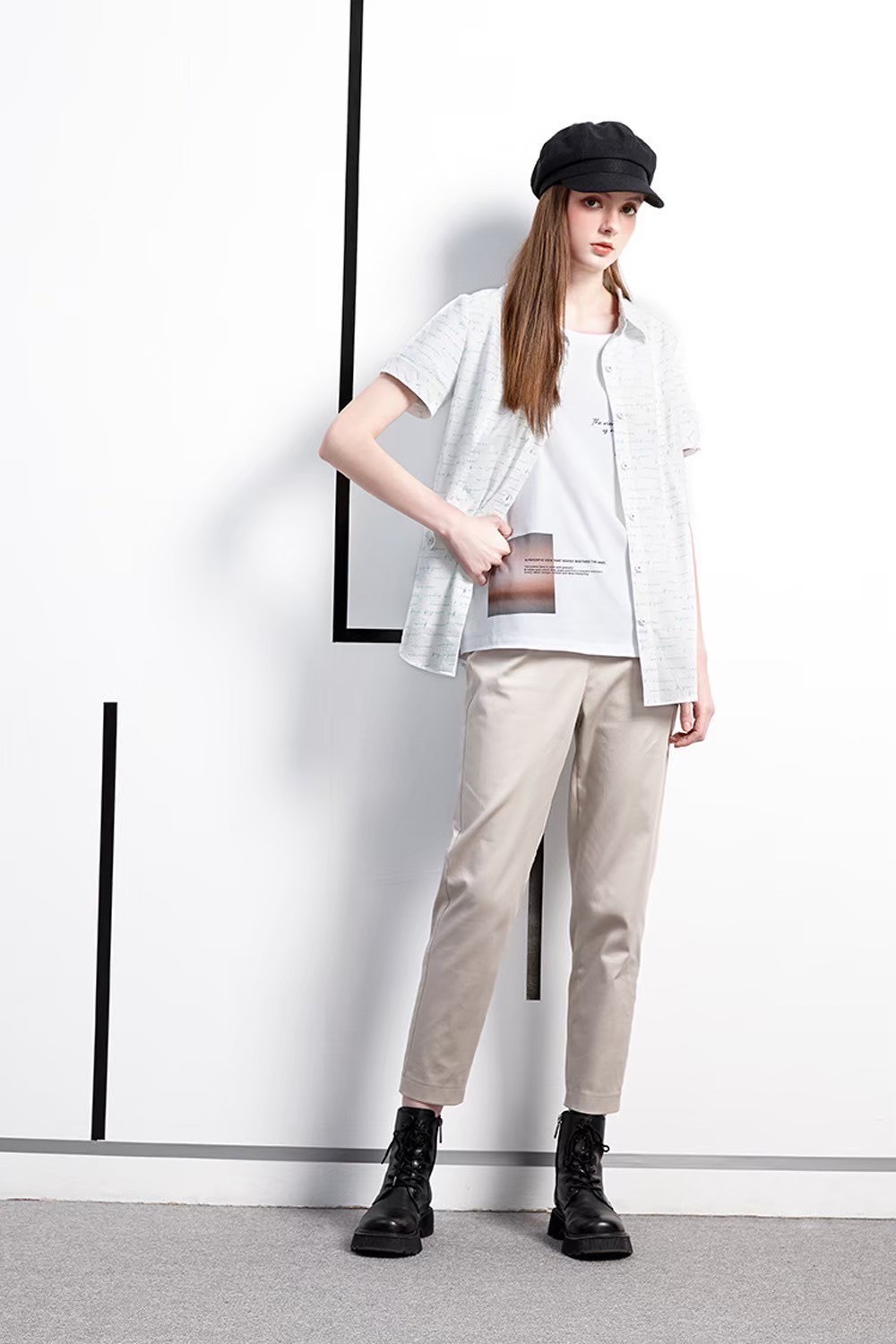 OL韓版時尚質感棉釦子造型修身顯瘦九分褲 W6552