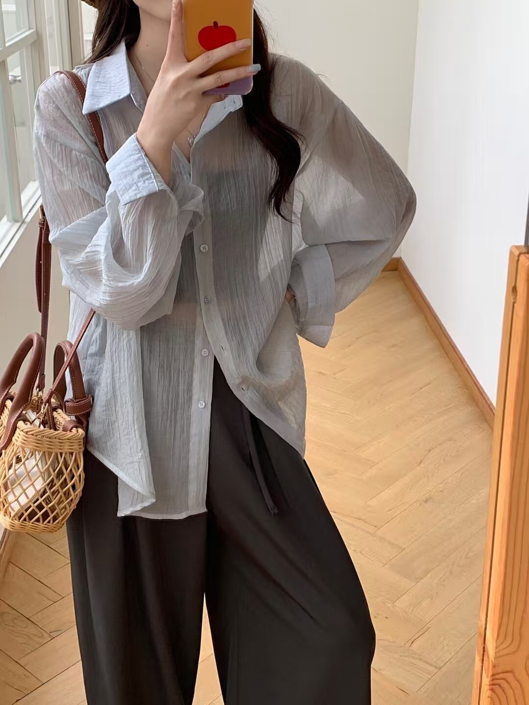 透膚寬版襯衫 88607