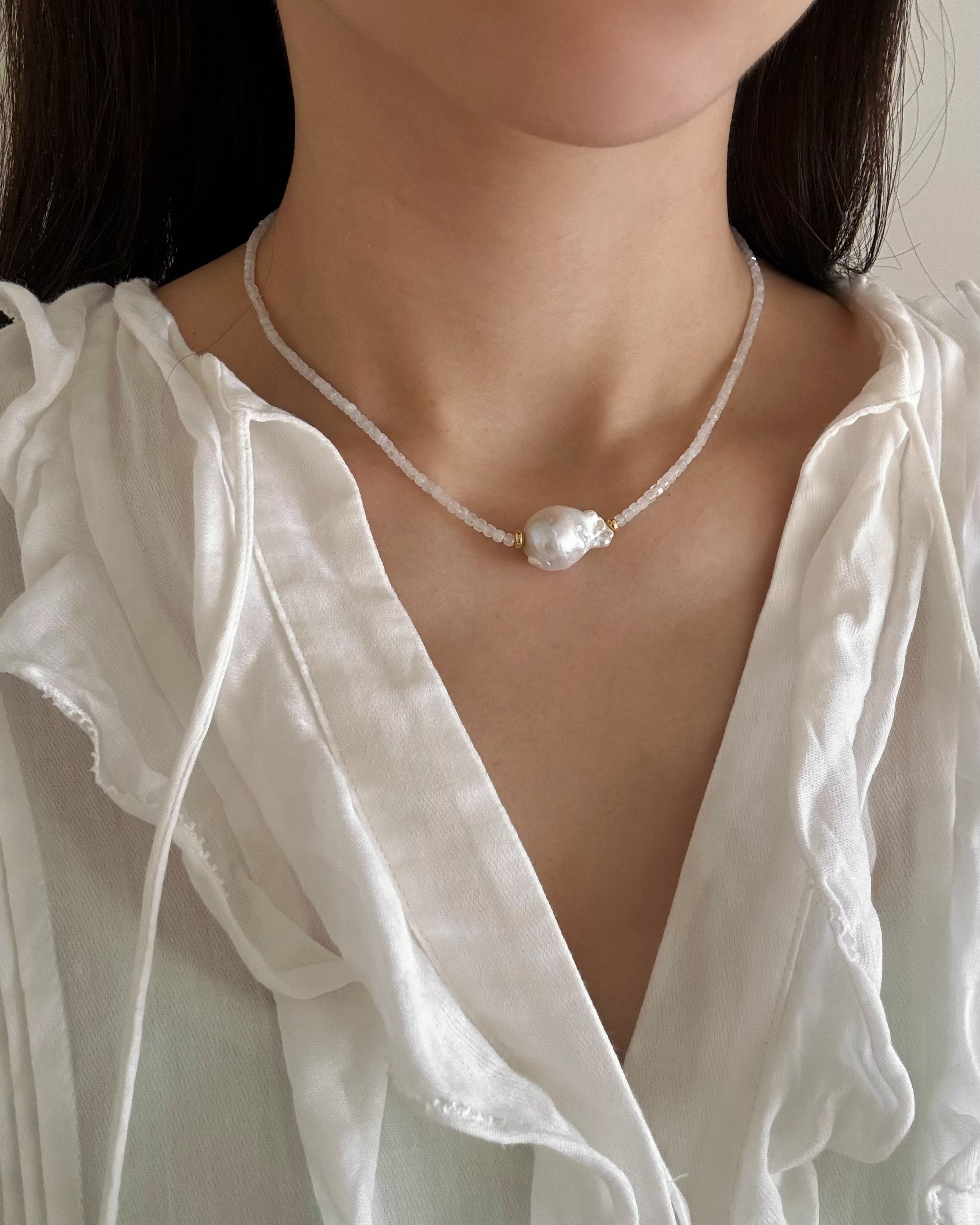 Moon Stone Baroque Pearls Necklace｜月光石巴洛克珍珠項鏈