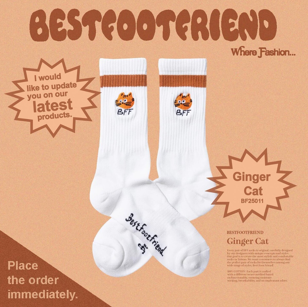 【Focus Store】現貨秒發 BFF Ginger Cat "White" 橘貓 BF25011-WH