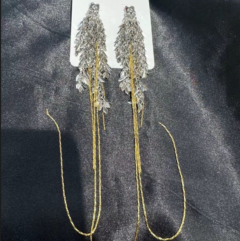 麥穗葉片垂墜耳環