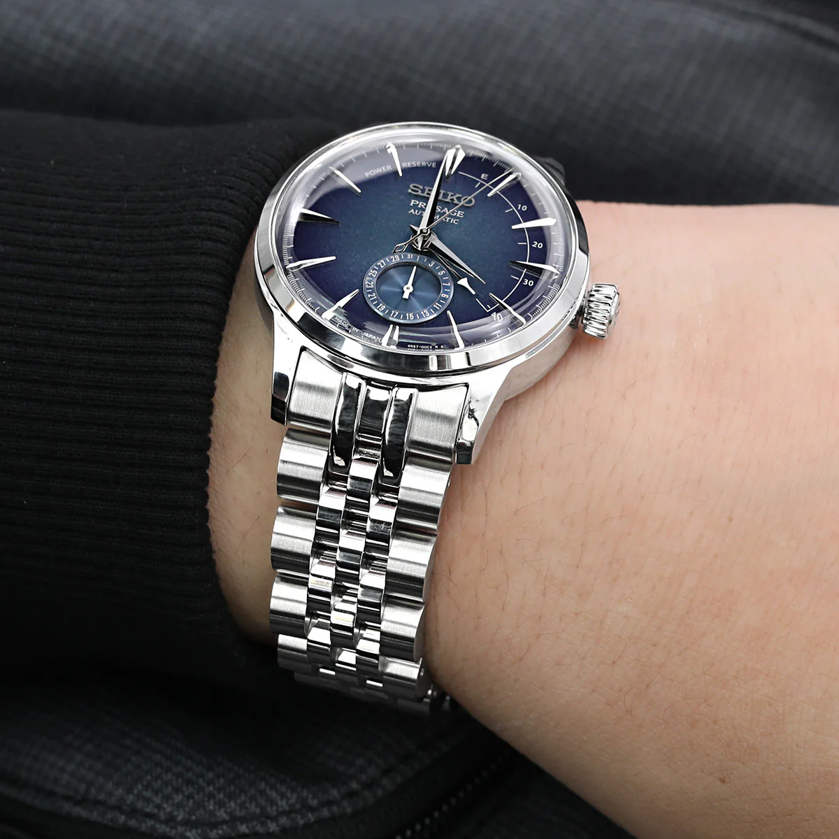 萬年鐘錶 - 太空人錶帶 - SEIKO Presage 雞尾酒系列專用錶帶  實心五珠不鏽鋼 V形潛水扣專用錶帶  SS201820B071