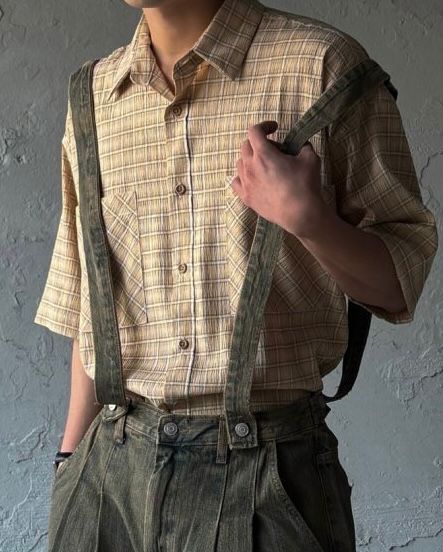 格仔短袖恤衫 C_y-103S