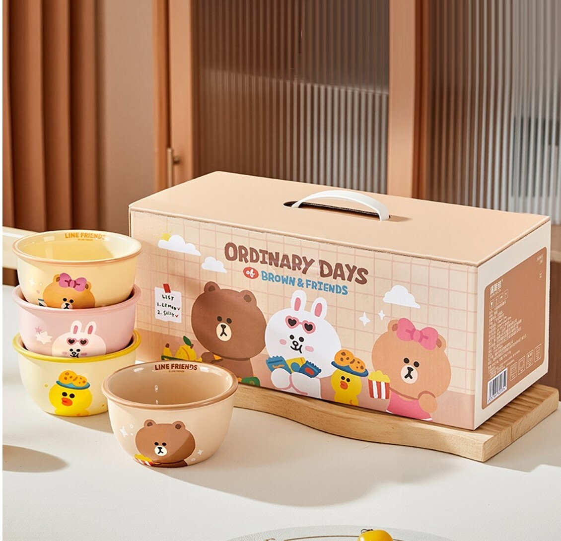LINE FRIENDS - 4P陶瓷碗禮盒套裝