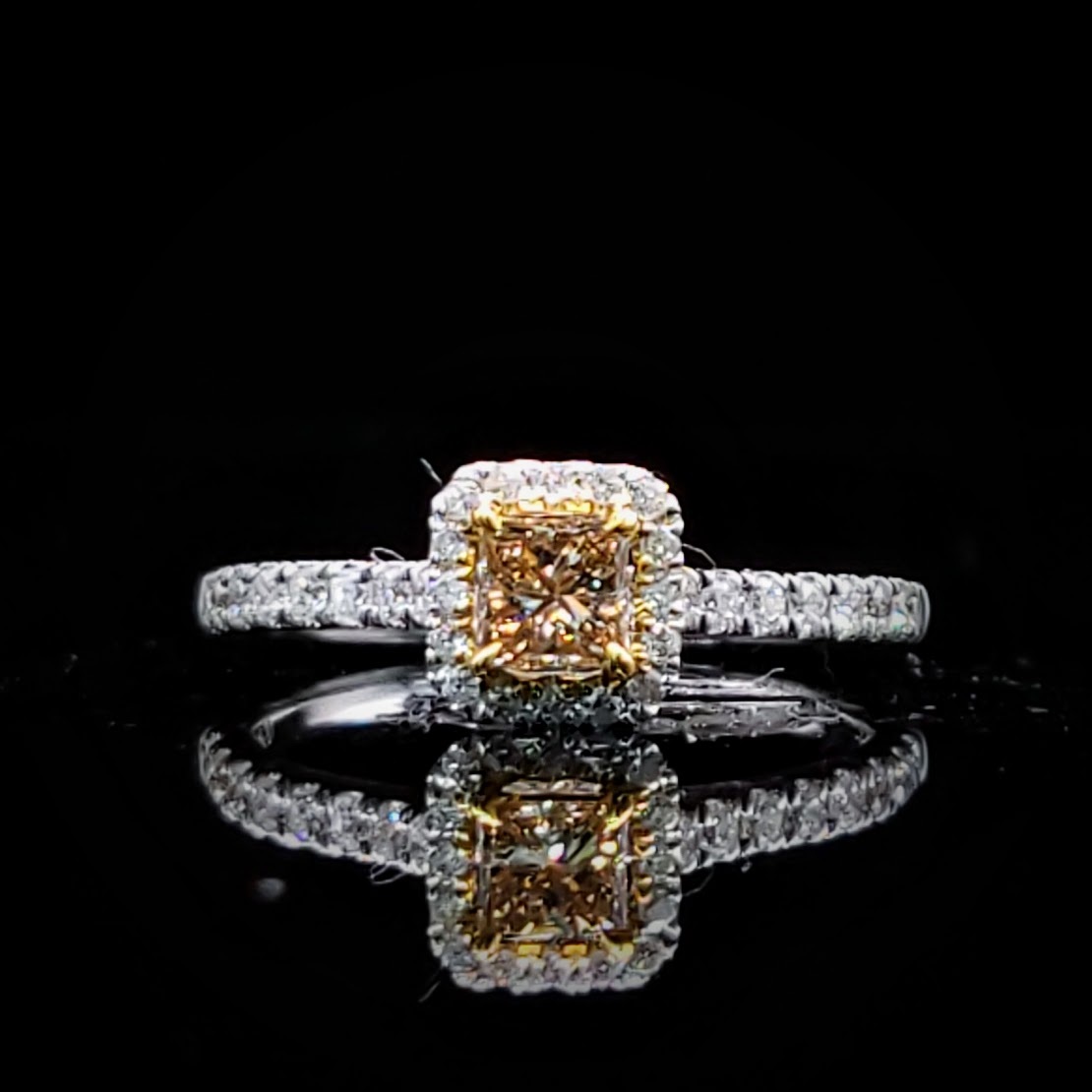 18K Gold 0.45ct Fancy Champagne Princess Cut Diamond Ring
