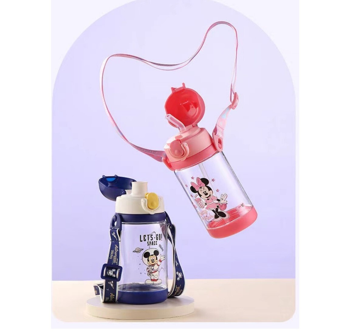 迪士尼米奇| 便攜式背帶兒童吸管水樽| 兩款開合式 | 米妮