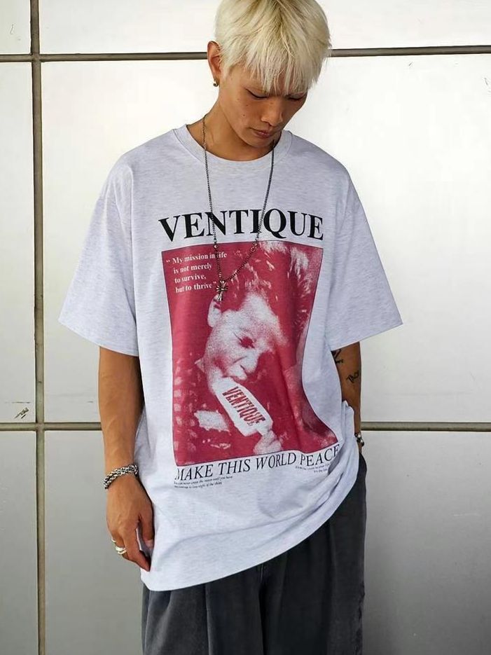 英文字圖案短袖Tee VENTIQUE-064T