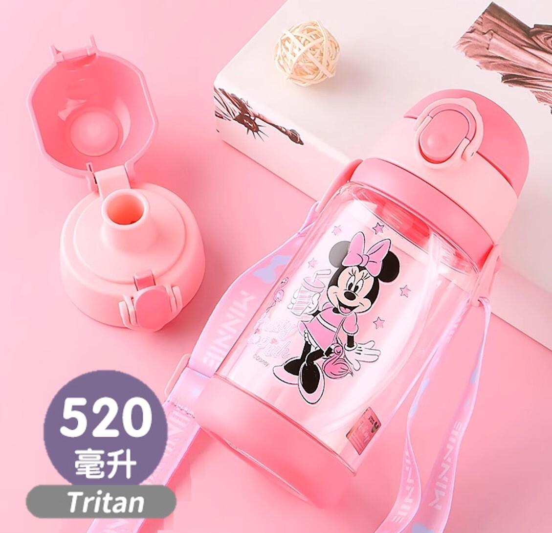 迪士尼米奇| 便攜式背帶兒童吸管水樽| 兩款開合式 | 米妮