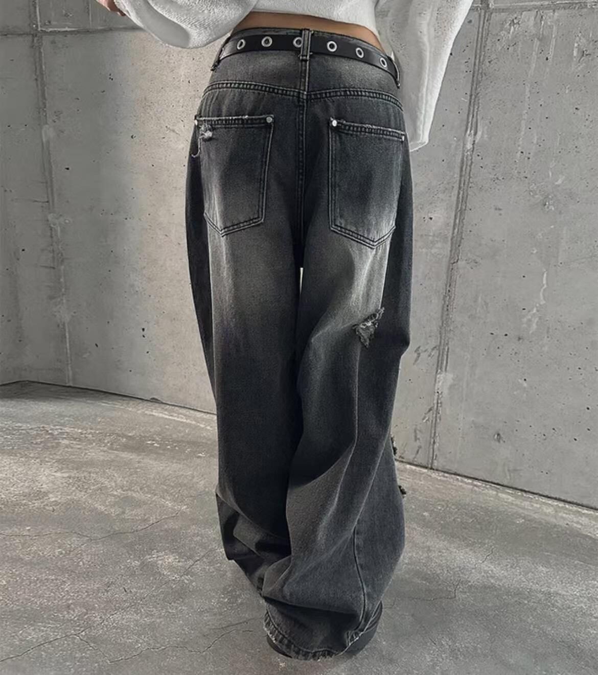 洗水破洞鬆身牛仔褲 Seeot-062P