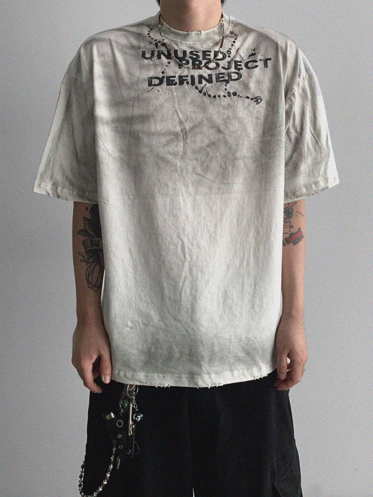 仿污英文字短袖Tee UNUSED-101T