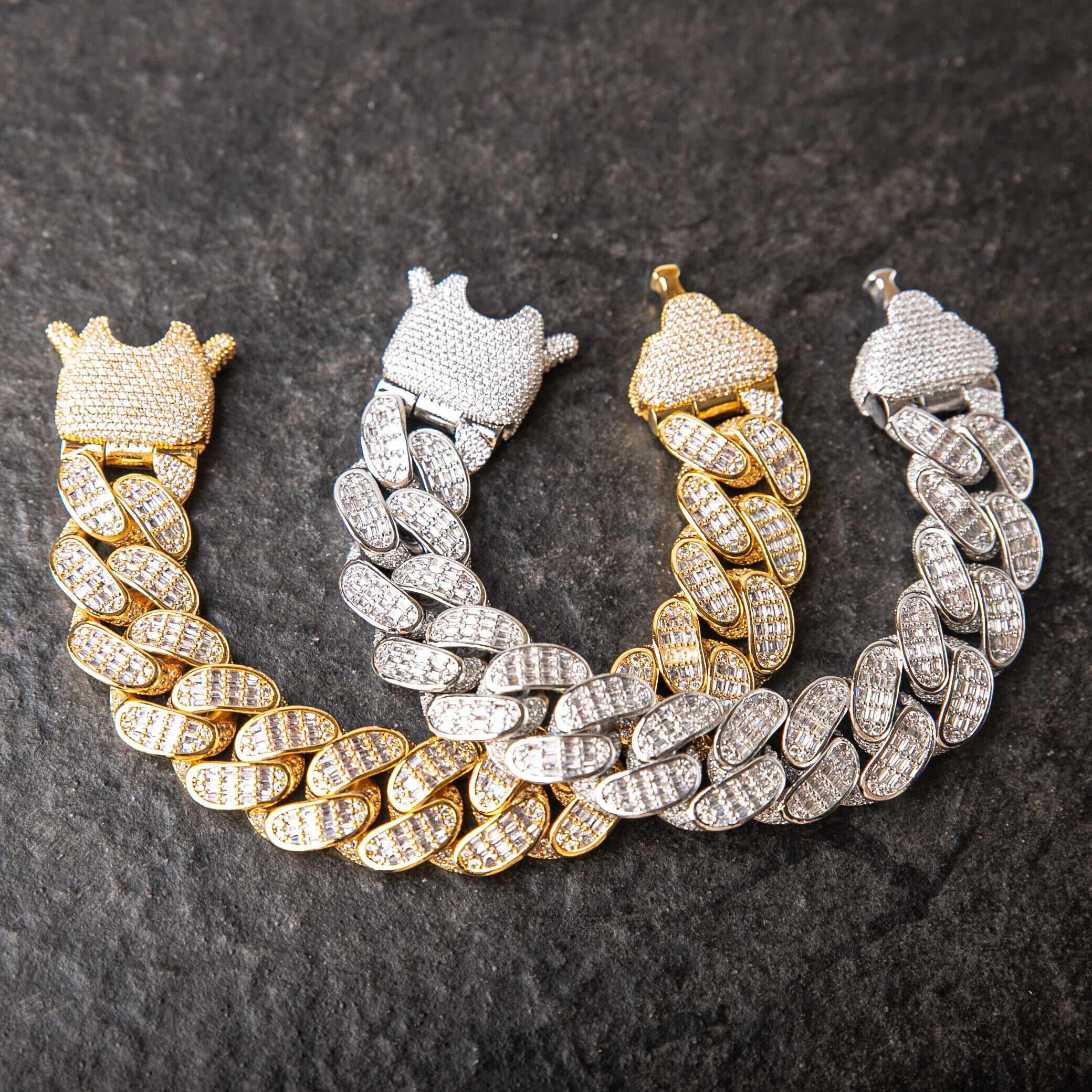 18mm滿鑲T方登山扣邁阿密古巴手鍊