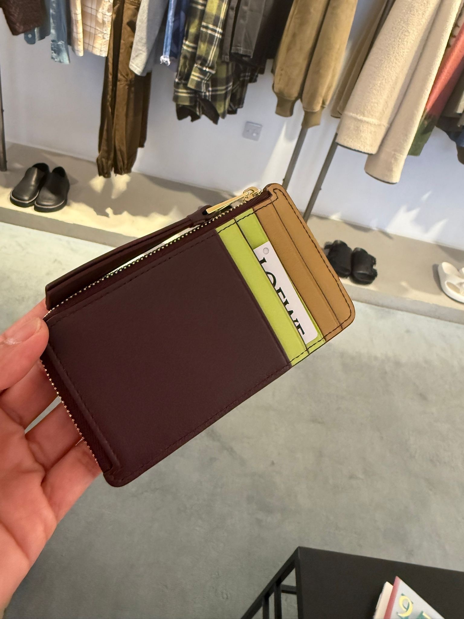 Loewe Puzzle Coin Cardholder Sahara Burgundy Yellow