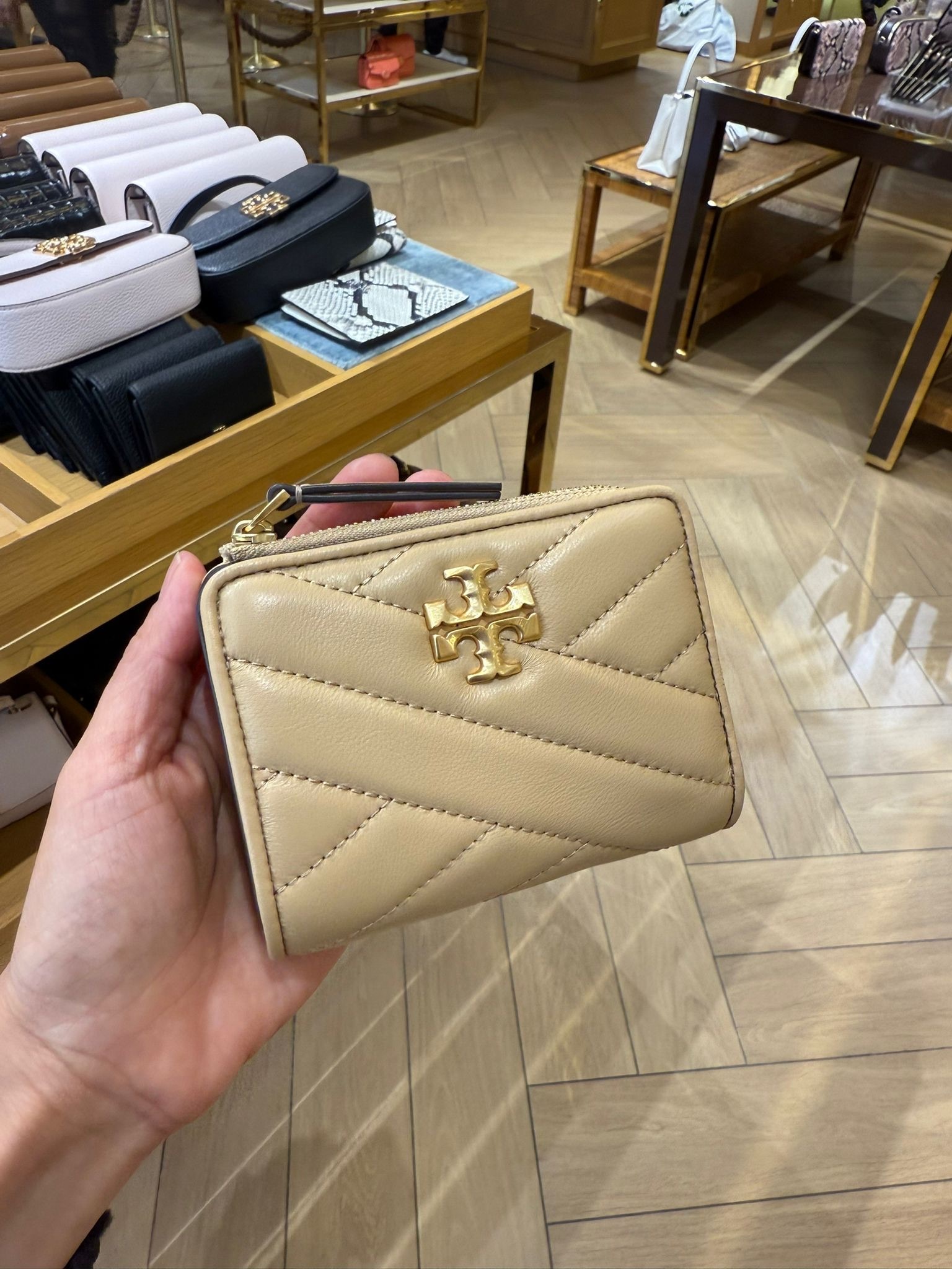 Tory Burch Kira Chevron Bi-Fold Wallet Desert Dune