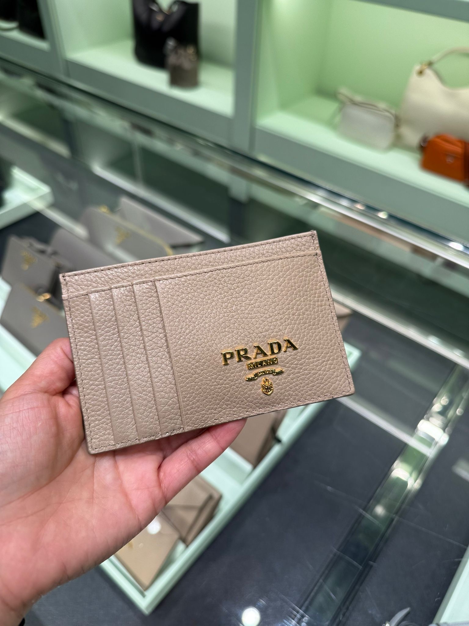 Prada Grainy Calf Cardholder Beige 1MC053